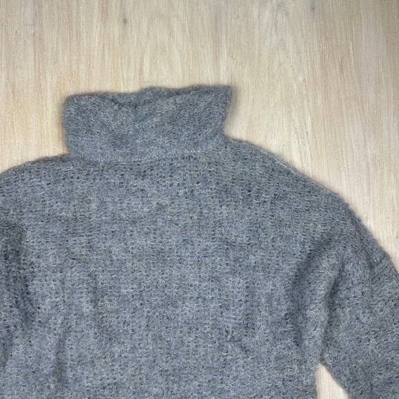 Free People Gray Turtleneck Alpaca Academia Fuzzy Pullover Knit Sweater Small - Picture 2 of 16